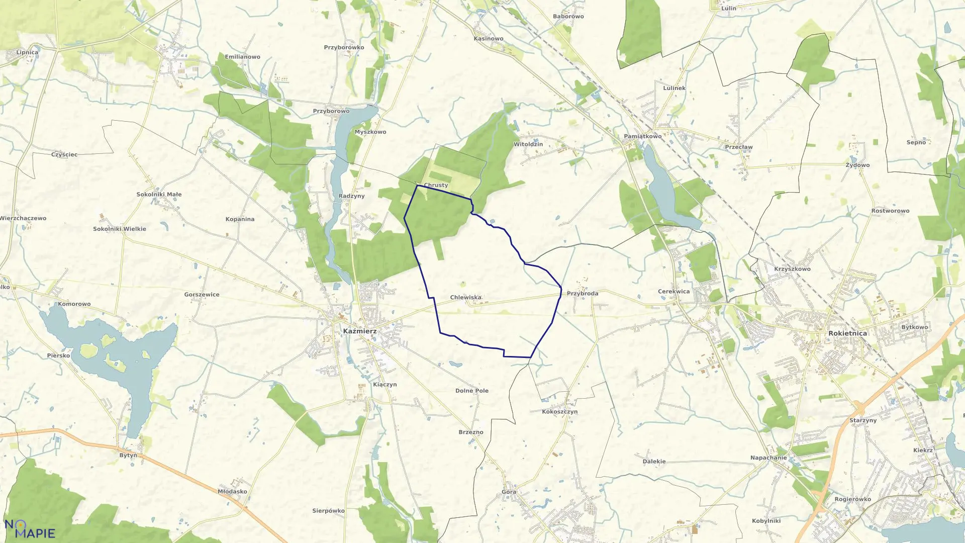 Mapa obrębu CHLEWISKA w gminie Kaźmierz