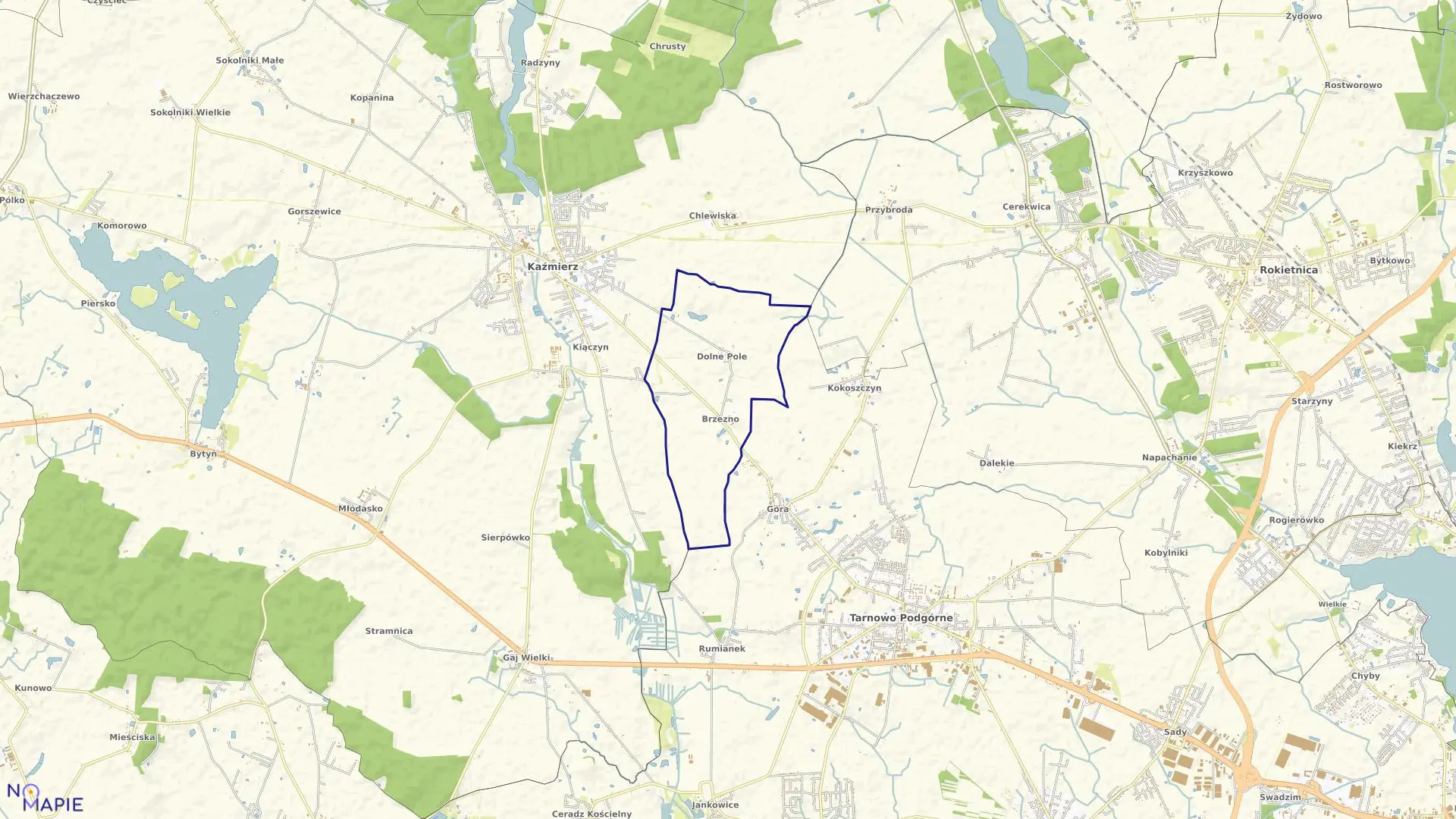 Mapa obrębu DOLNE POLE w gminie Kaźmierz