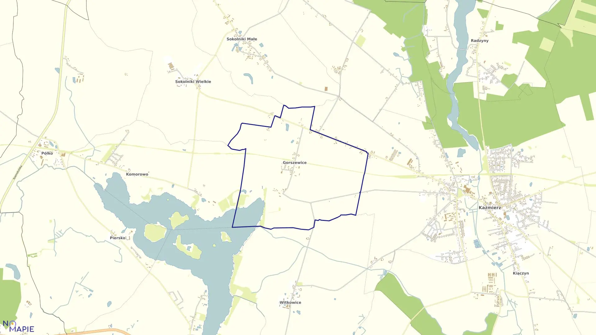Mapa obrębu GORSZEWICE w gminie Kaźmierz