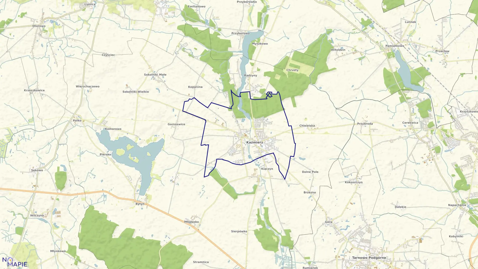 Mapa obrębu KAŹMIERZ w gminie Kaźmierz
